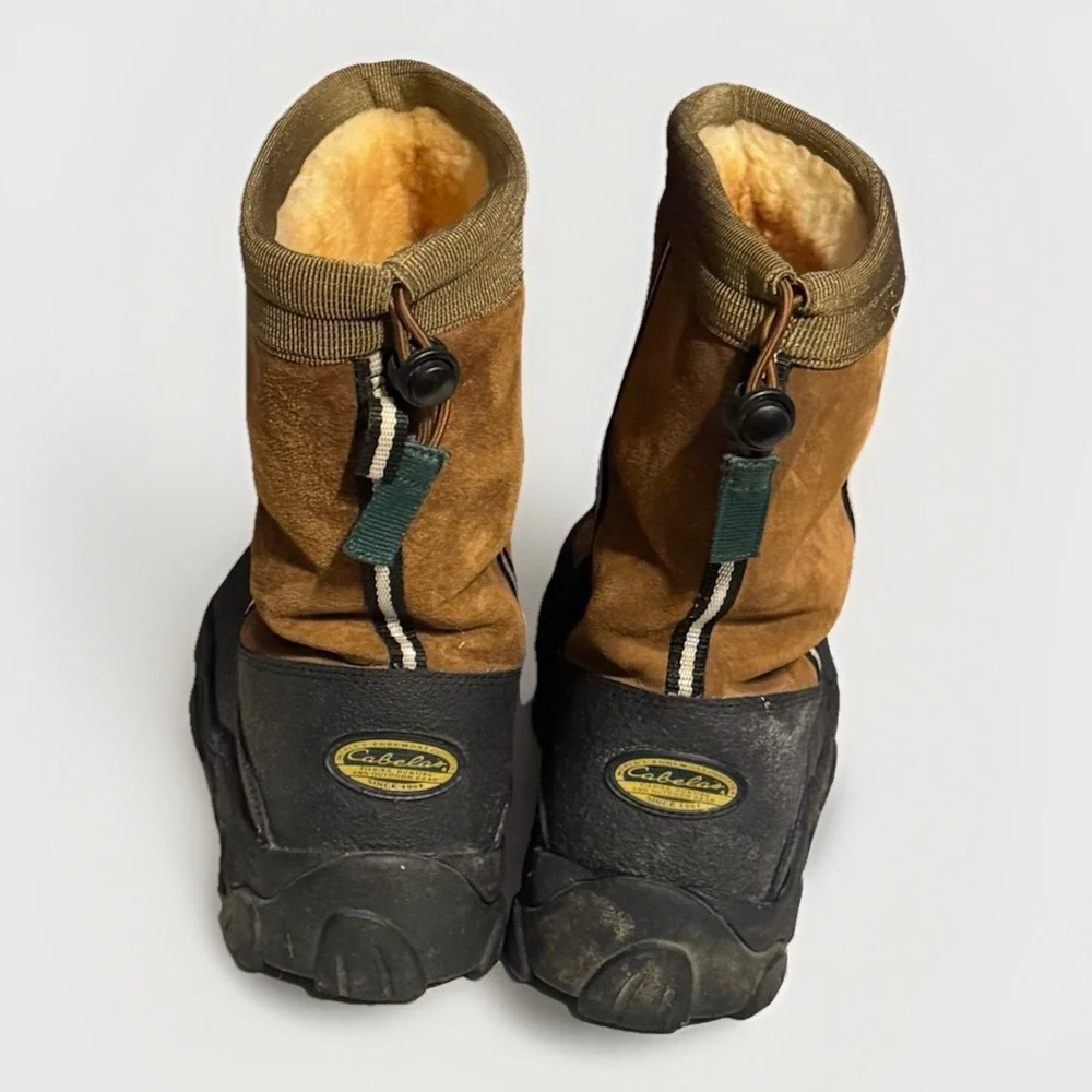 Cabelas Alaskan Guide Brown Shearling Winter Snow Boots Suede Men's 11 Excellent
